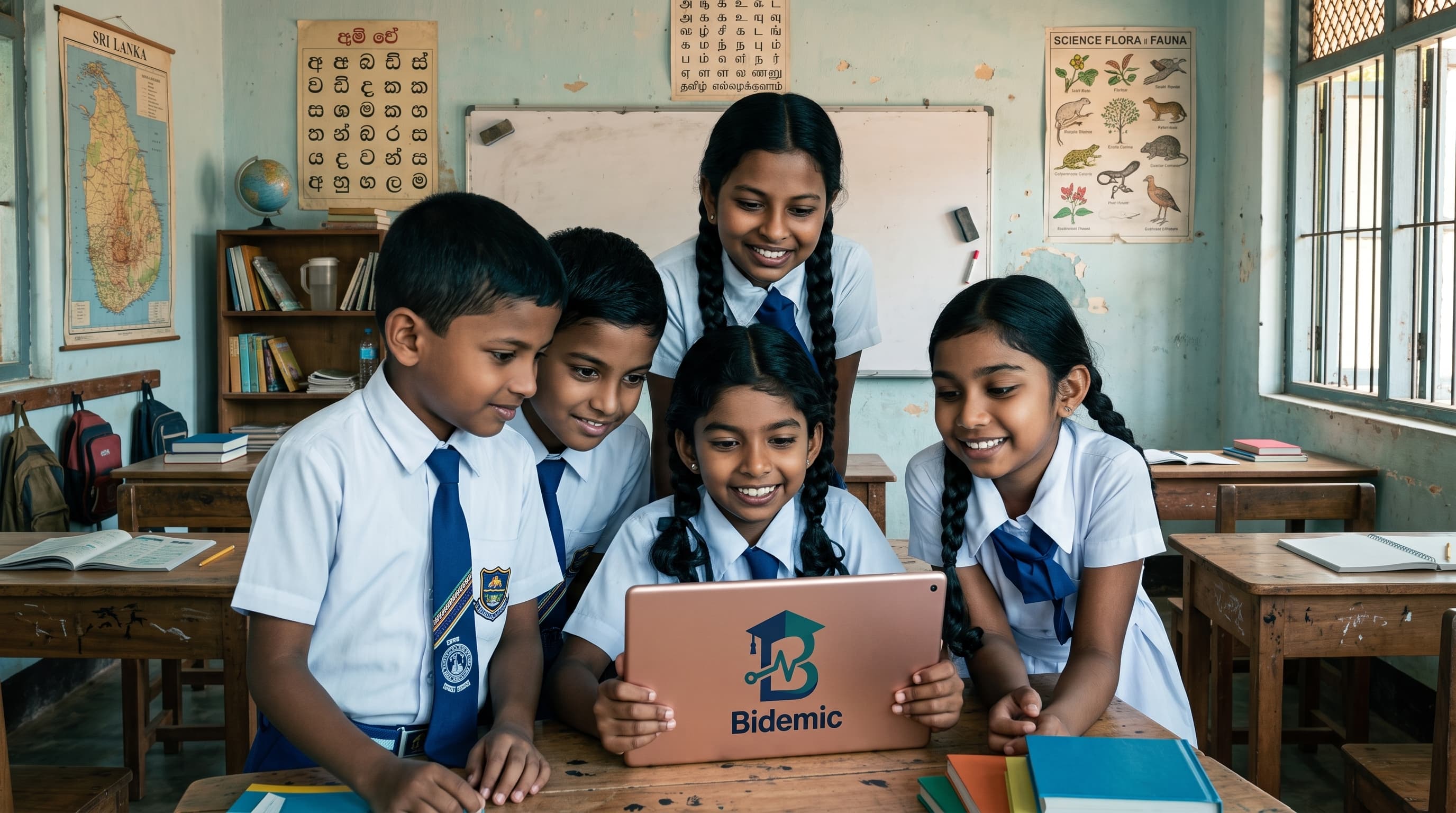 Sri Lankan students learning in a classroom